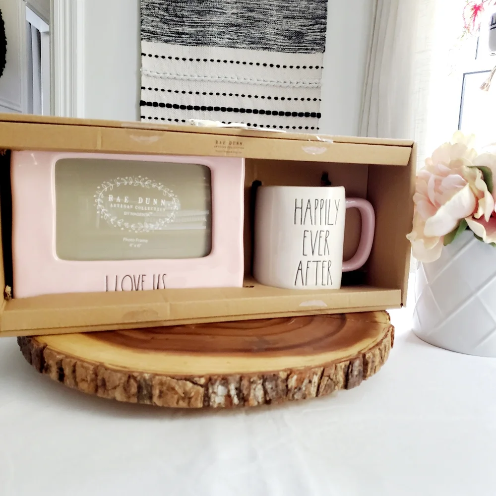 Rae Dunn 'I LOVE US' Picture Frame & 'HAPPILY EVER AFTER' Mug 2 Pc Set